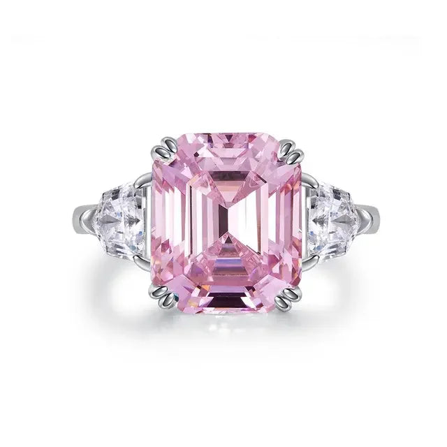 💍 Bague Femme en Platine Massif PT950 avec Diamant Rose – Design de Luxe
