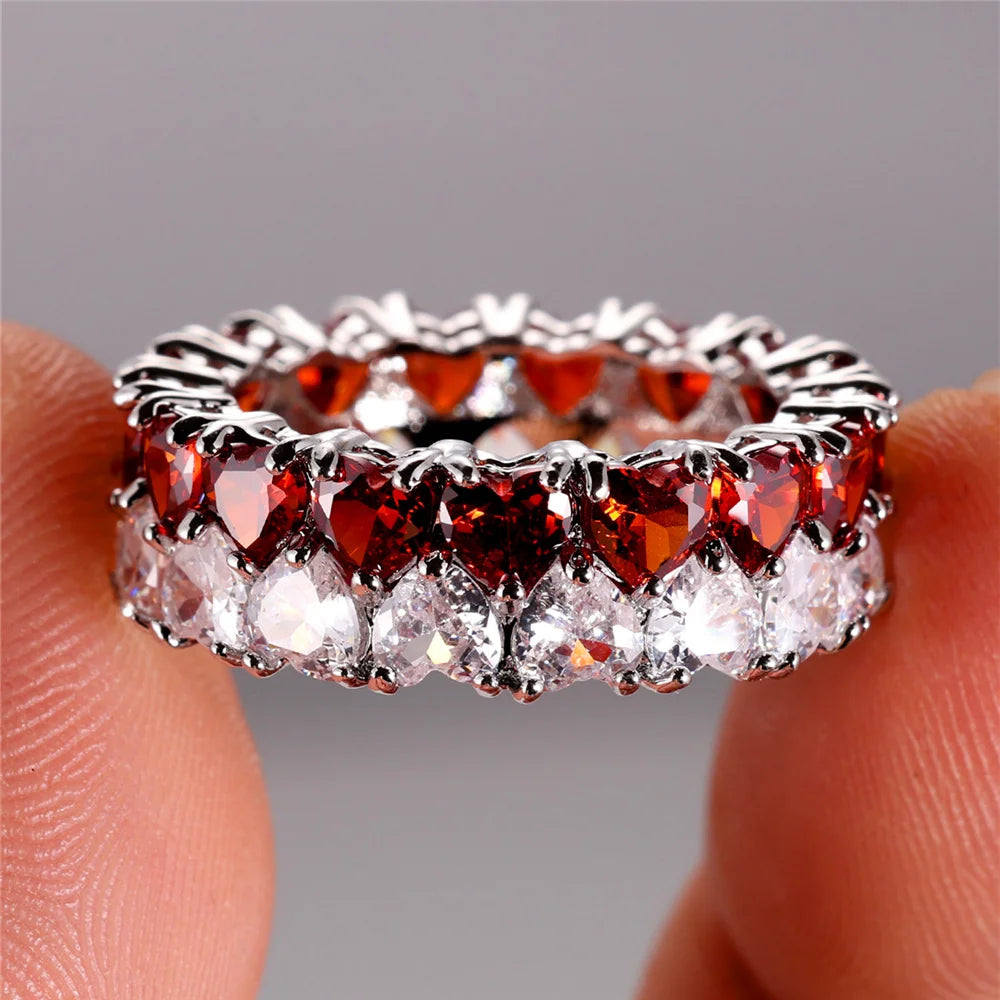 Bague de Luxe en Forme de Cœur pour Femme, Blanc, Vert, Rouge, Vintage, en Argent, pour Document de Mariage, pour Patients