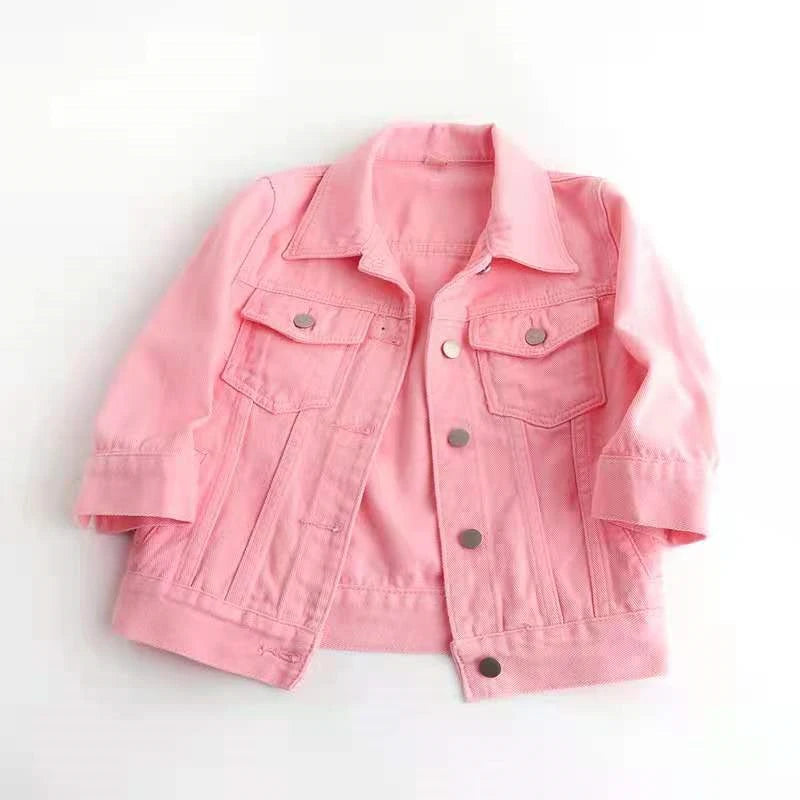 Veste en Jean pour femmes, hauts de couleur rose, couleur unie, courte, multicolore