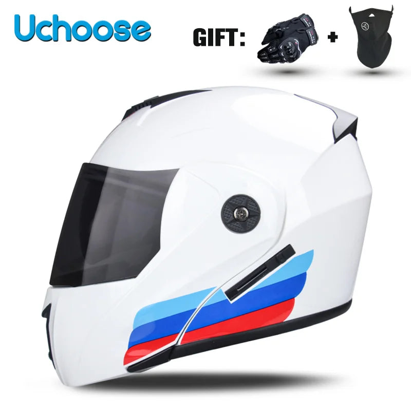 Uchoose-Casque de moto unisexe avec visière, double lentille, section transversale, certification DOT, casque de sécurité modulaire, casque à rabat