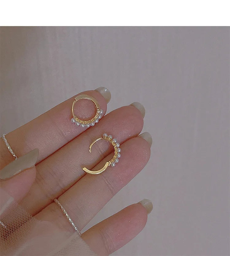REETI 925 argent Sterling perle ronde pendentif boucles d'oreilles pour femmes Huggie boucle d'oreille