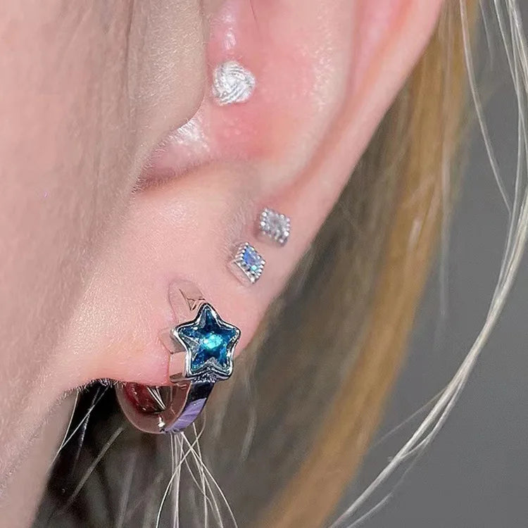 Boucles d'oreilles créoles étoile en argent Sterling 925, tempérament Simple incrusté de Zircon pour femmes, accessoires de bijoux de mariage