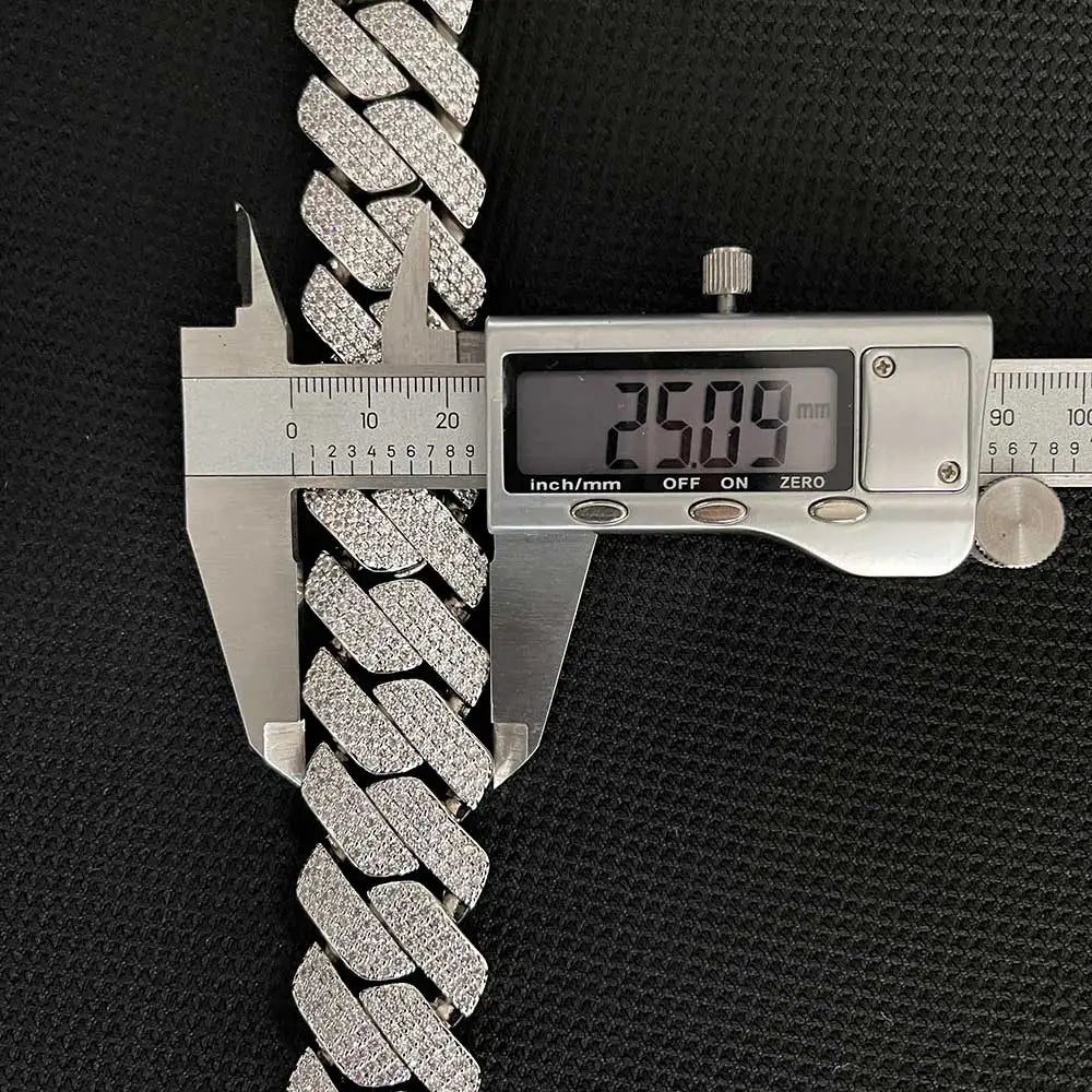 Collier cubain personnalisé en argent regardé S925 pour homme, Hip Hop, Moissanite, Link JOoptics, Miami, VVS, 25mm