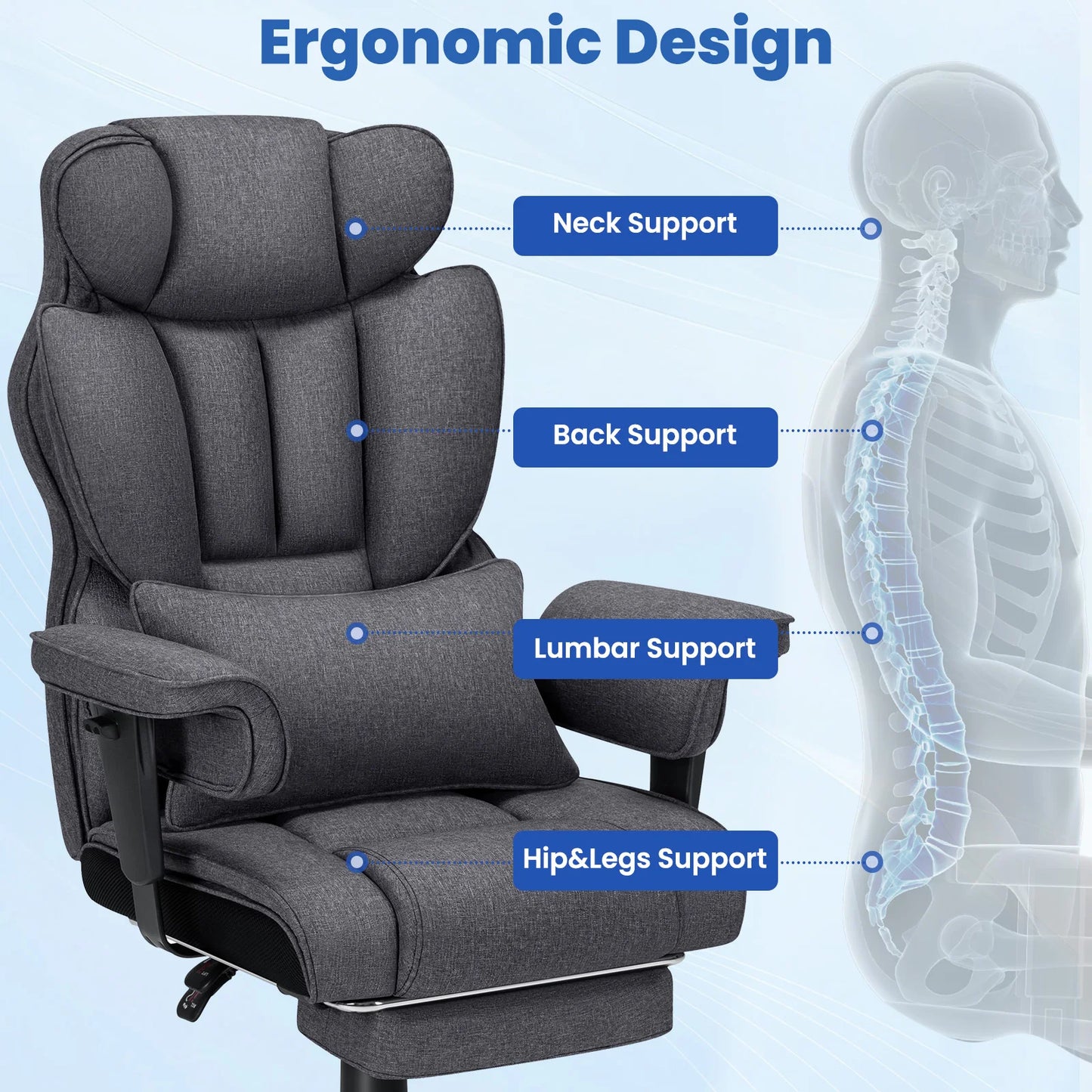 Chaise Gaming Ergonomique – Confort Ultime pour les Gamers et Télétravailleurs !