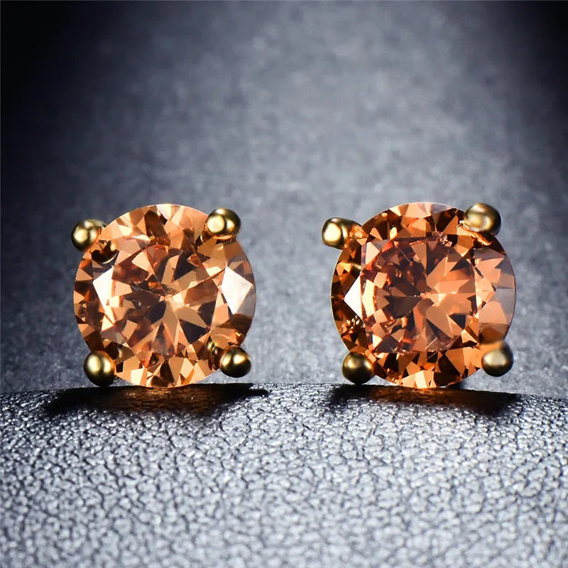 Boucles d'oreilles rondes en cristal pour femme, bijoux de mariage classiques, documents en or vintage, 4 broches, noir et violet