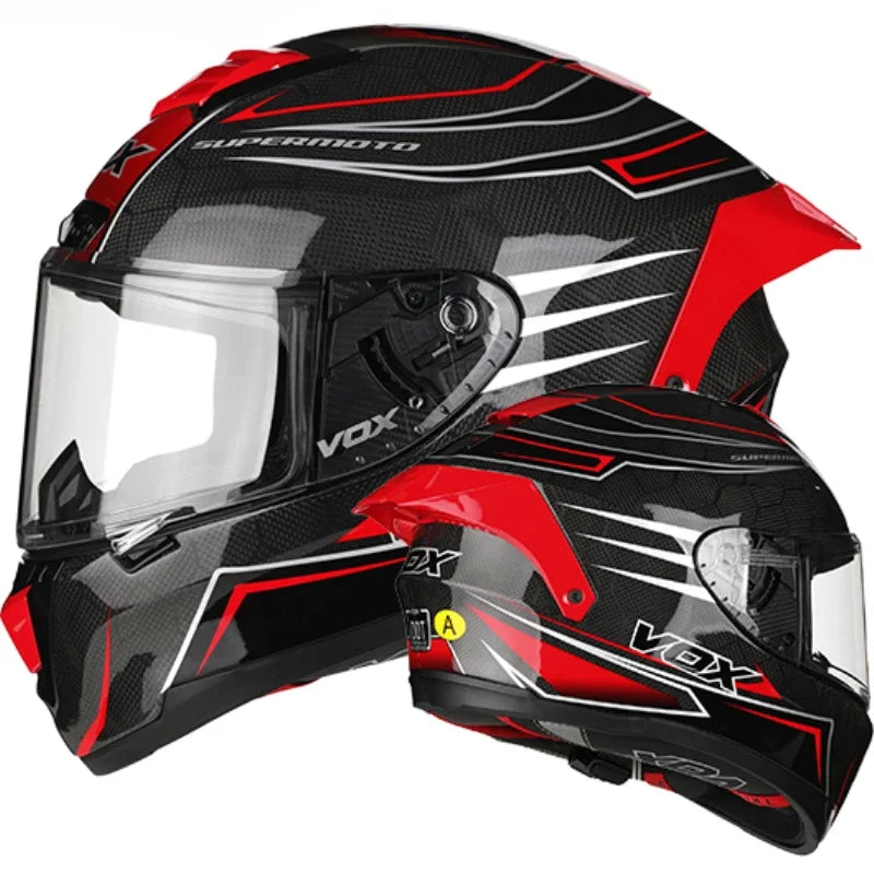 Casque Moto Intégral Fibre de Carbone DOT – Léger et Sécurisé