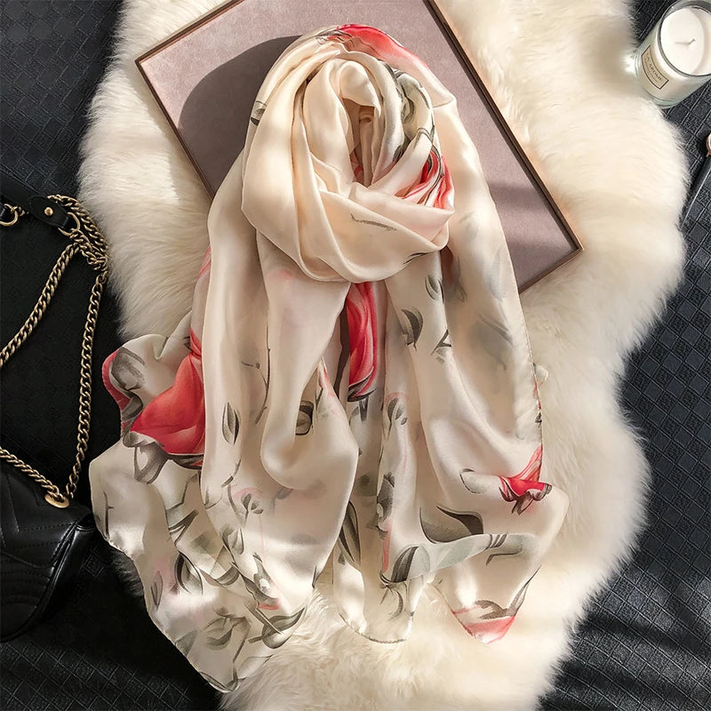 🧣 Foulard en Soie RUNMEIFA – Élégance d’Été & Style Luxe