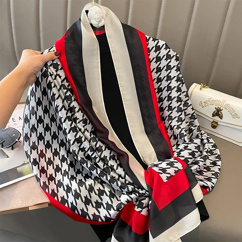 🧣 Foulard en Soie RUNMEIFA – Élégance d’Été & Style Luxe