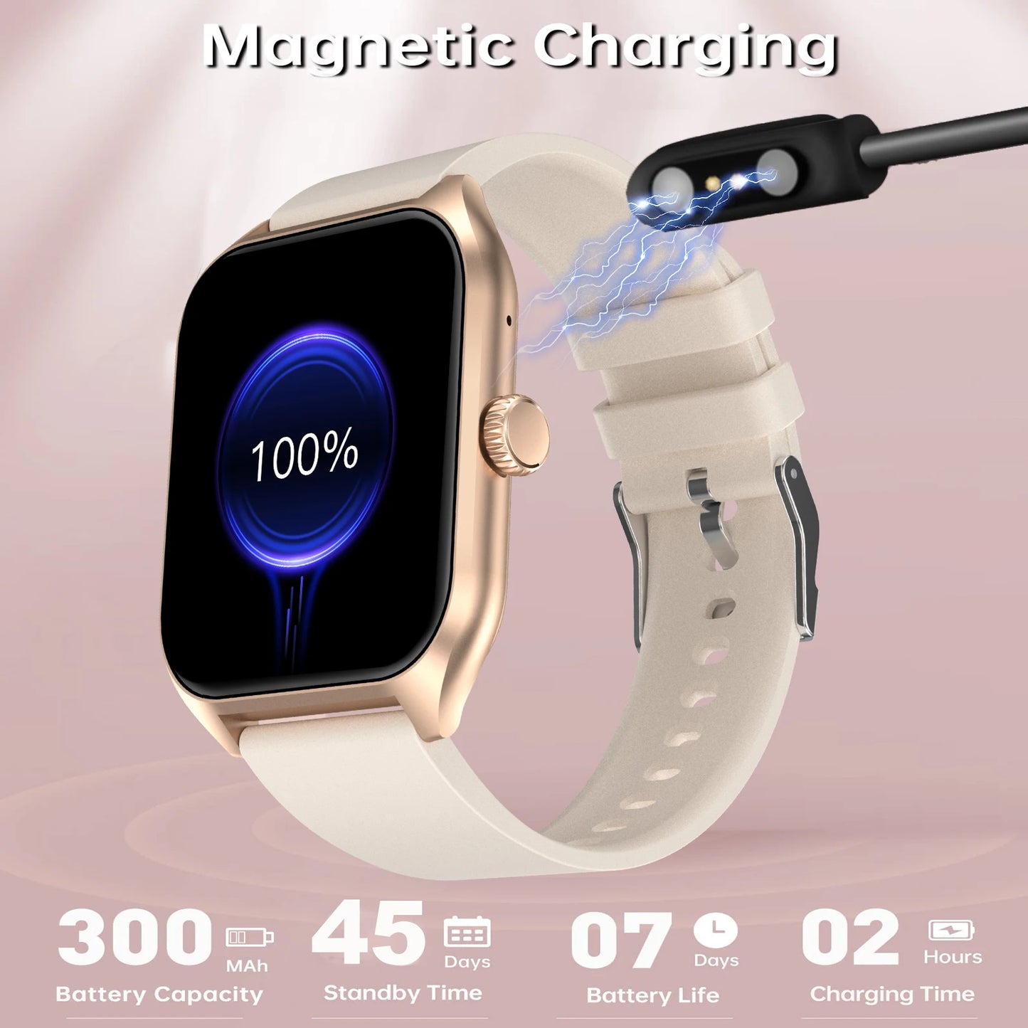 Montre connectée avec assistant vocal AI pour hommes et femmes, écran HD 1.96, suivi des activités avec plus de 100 sports, moniteur de sommeil et de fréquence cardiaque