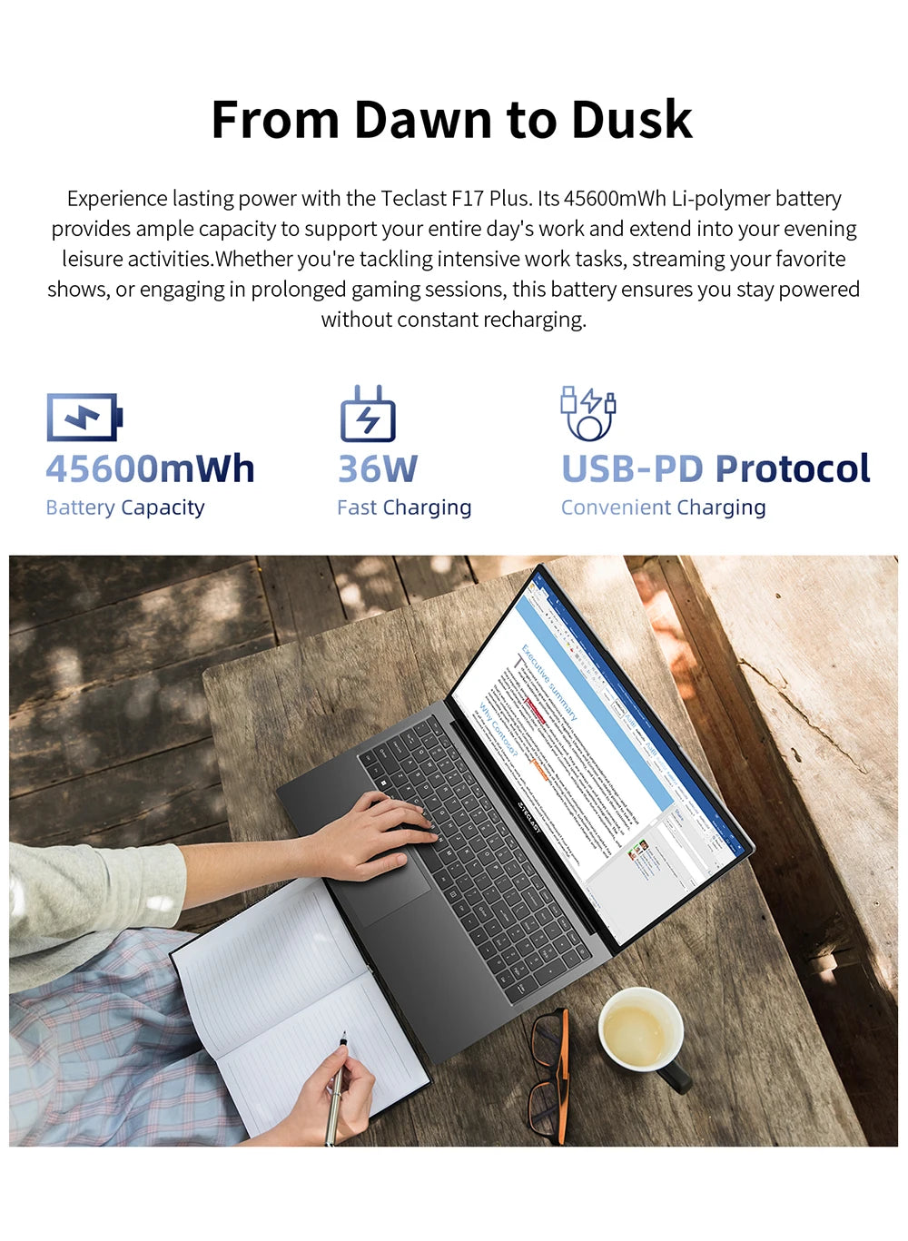 💻 Teclast F17Plus – Ordinateur portable 17.3" IPS, Intel N95, 16GB RAM, 512GB SSD