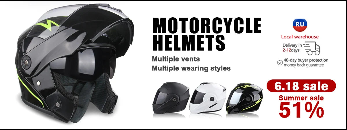 Uchoose Casque à Section transversale Double lentille Certification DOT Casque de moto de sécurité Casque à rabat modulaire Casque unisexe avec visière
