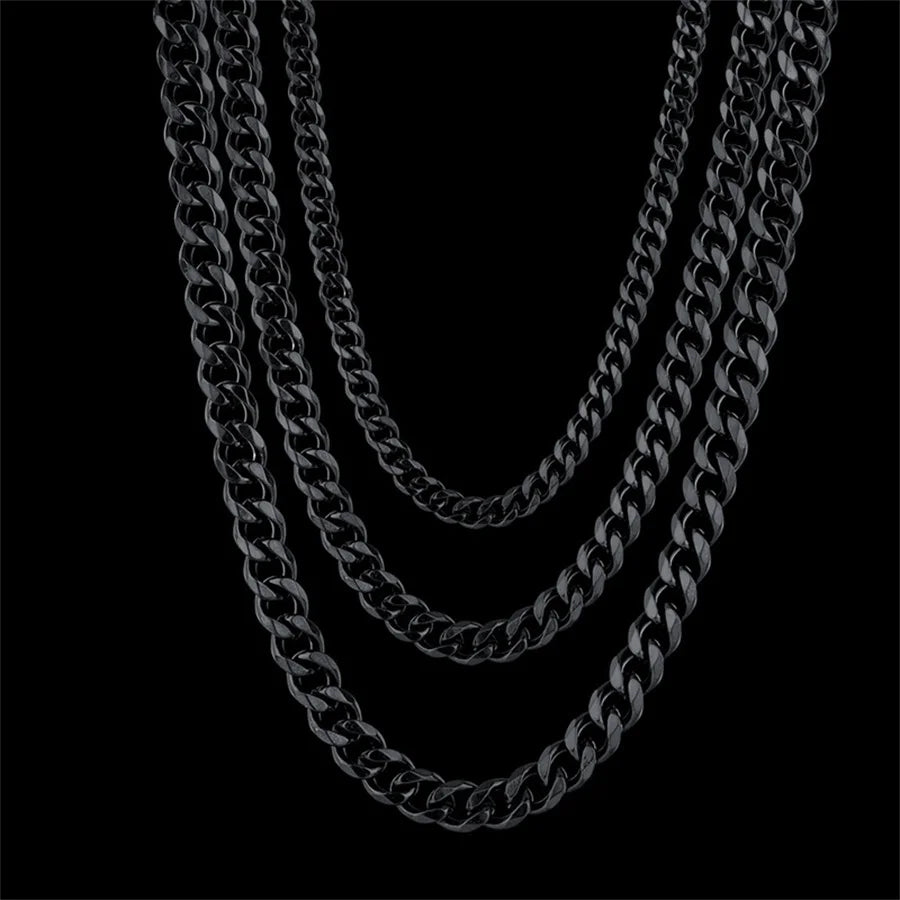 Collier à Maillons Cubains en Acier Inoxydable, Bijou pour Homme, Taille 3.6-9mm, 1 Pièce