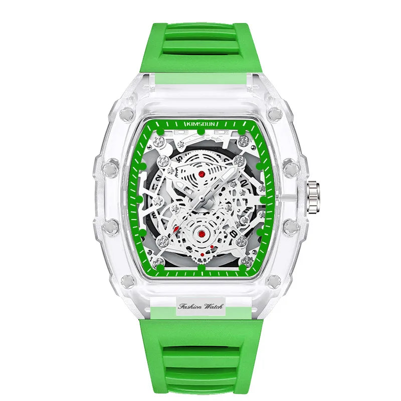 UTHAI BK134 montre à la mode pour hommes en forme de baril montre à quartz étanche transparente horloge de sport montres cadeaux pour homme