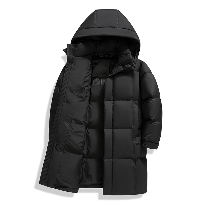 🧥 Doudoune Longue Homme Hiver – Parka Chaude en Duvet de Canard Blanc