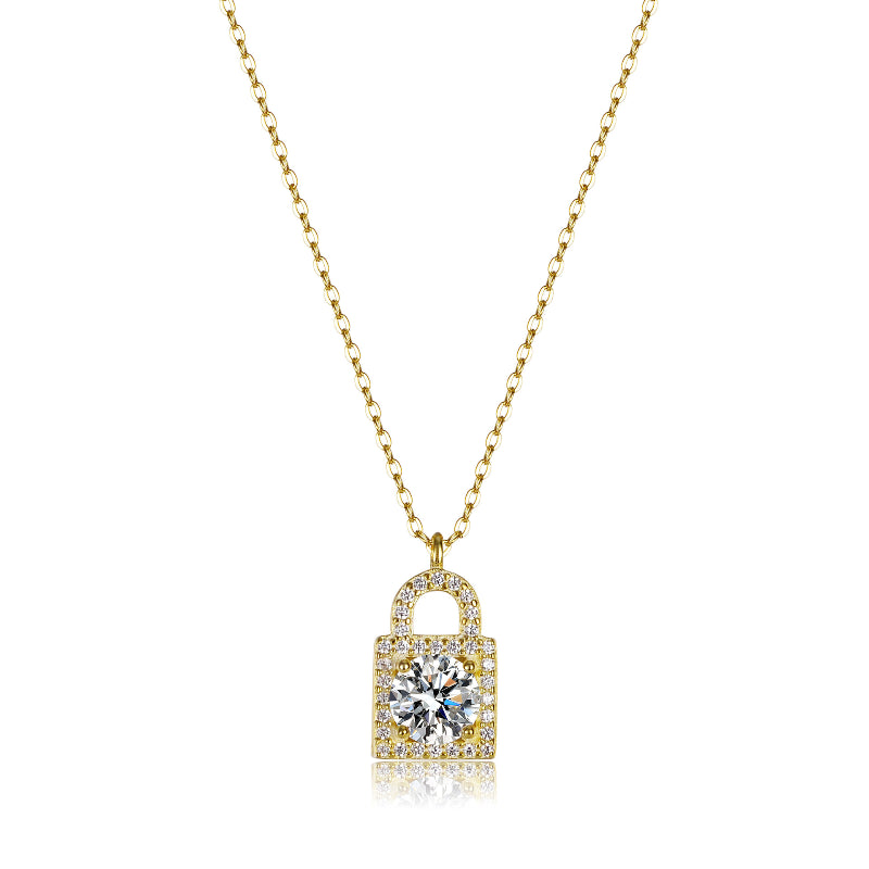 Collier couleur or Moissanite pour femme, argent regardé 925, bijoux fins, 1 carat