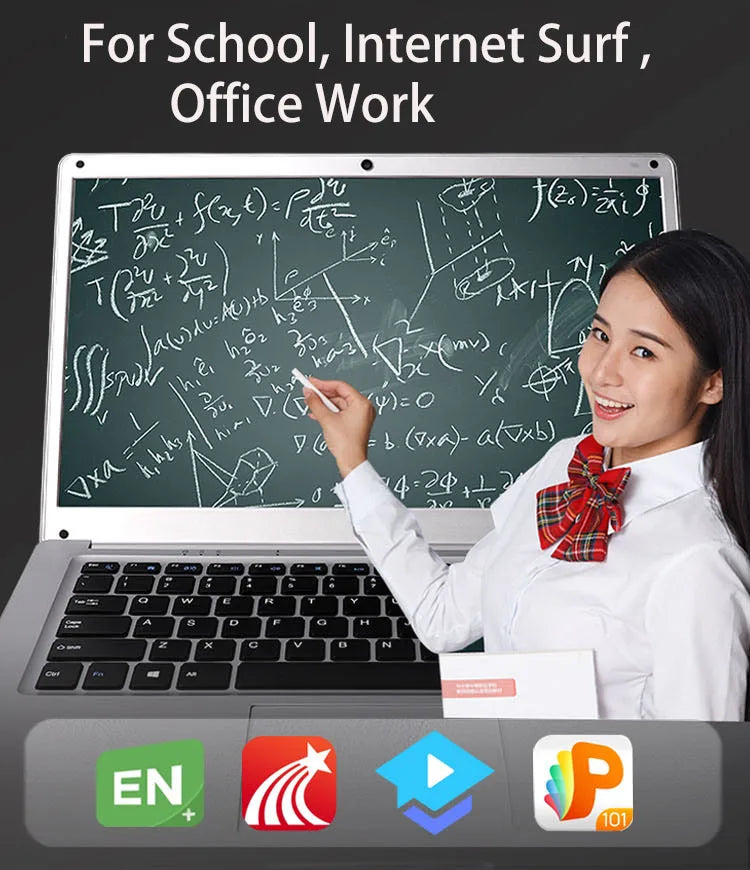 Ordinateur portable Molosuper 14" Windows 10 4Go RAM 64Go, Intel Celeron, Wi-Fi, Bluetooth
