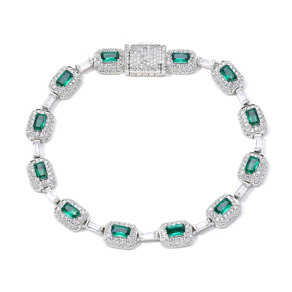✨ Bracelet Chaîne Unisexe en Argent – Moissanite & CZ – Style Hip-Hop/Rock