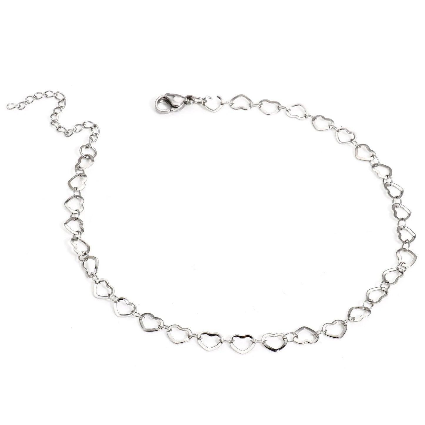 Bracelet de cheville en acier inoxydable 304 pour femmes, chaîne à maillons faite à la main, couleur argent, chaîne de jambe, pied, bijoux cadeau, 1 pièce
