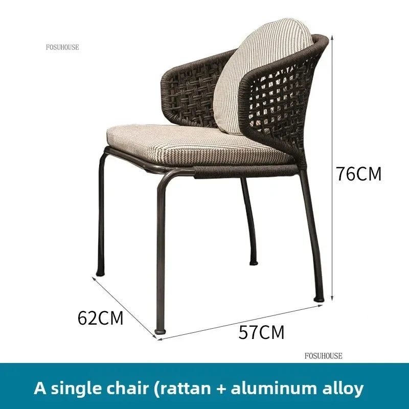 Dossiers européens chaises de jardin pour cour Protection solaire meubles d'extérieur en rotin creux meubles de Patio simples pour balcon