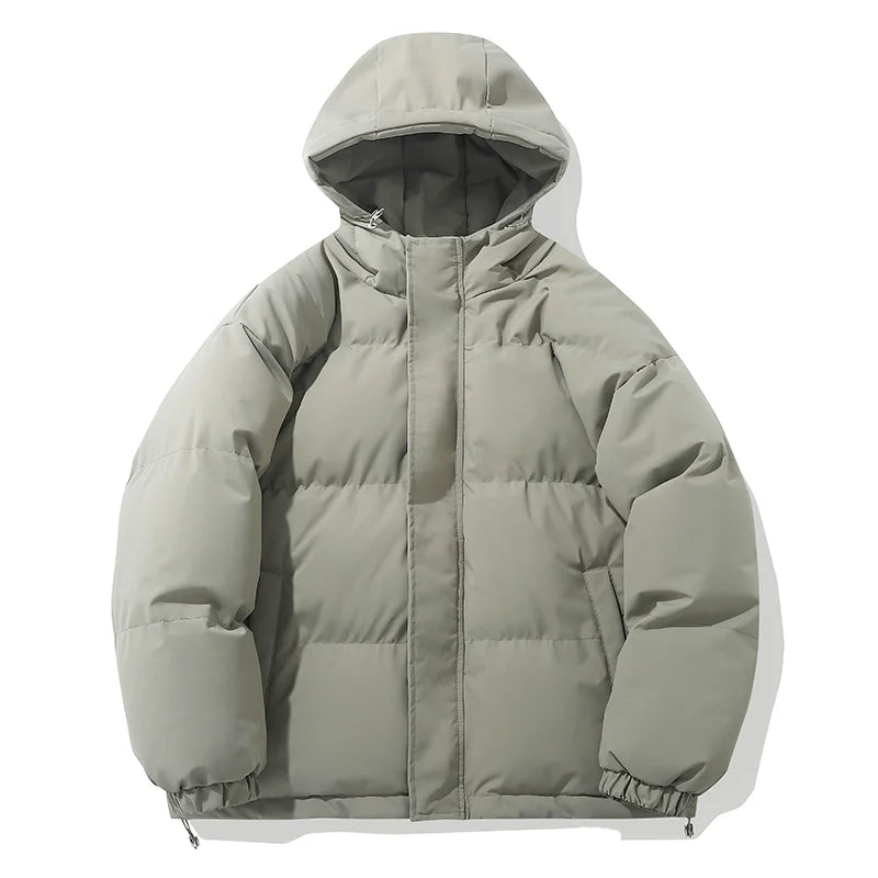 🧥 Doudoune Homme Hiver – Couleur Unie à Capuche (Édition Américaine)