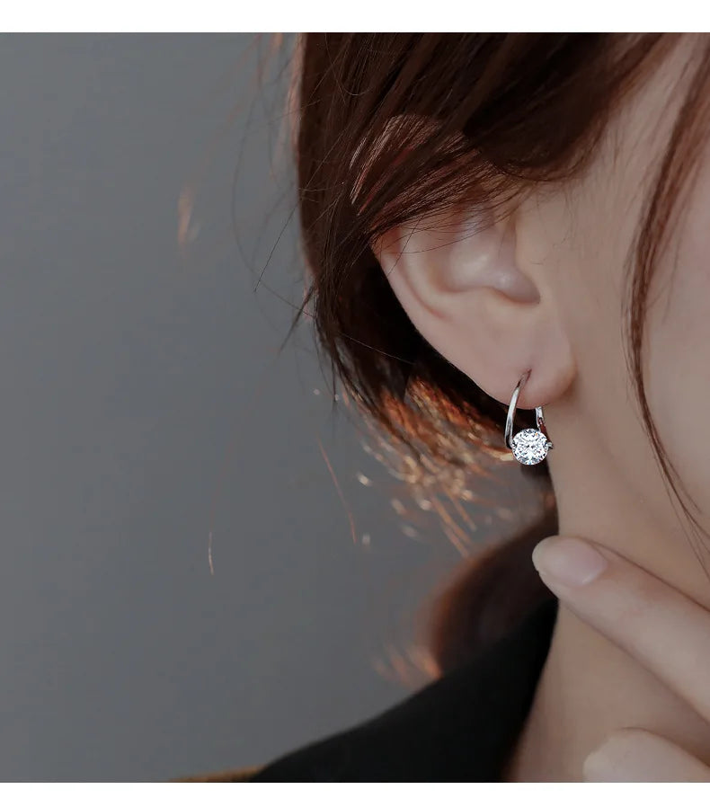 Boucles d'oreilles en argent Sterling 925, cerceau en Zircon coréen, tempérament Simple, exquis, tendance, bijoux Sexy, cadeau, offre spéciale