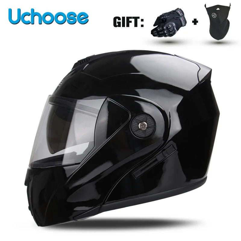Uchoose-Casque de moto unisexe avec visière, double lentille, section transversale, certification DOT, casque de sécurité modulaire, casque à rabat