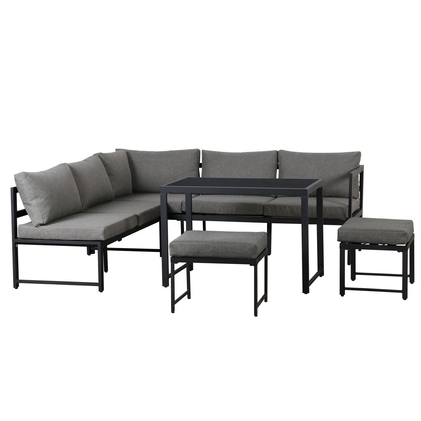 Ensemble canapé et chaise longue d'extérieur, ensemble de sièges en aluminium pour balcon de jardin avec fonction chaise longue