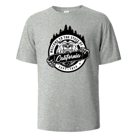 T-shirt californien 100% coton – Homme & femme, été, col rond, respirant et manches courtes