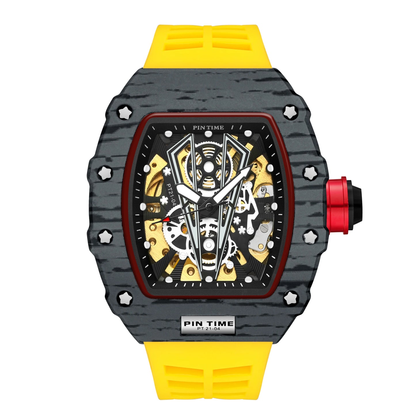 Famous Mechanical Man Watches Classic RM Luxury Design Automatic Visable Wristwatch 10 Color Causal Men Watch Rubber Strap Belt