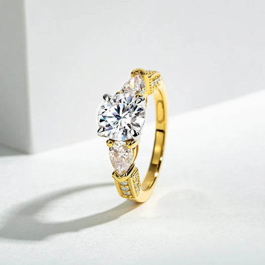 Bagues de fiançailles en argent regardé 925 Moissanite, trois charbons, alliance en diamant créée en laboratoire, 3 carats