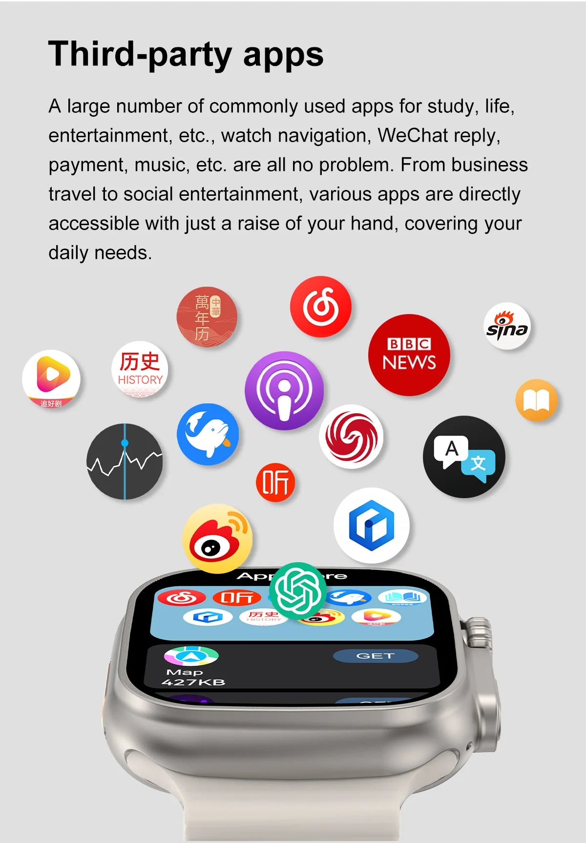 Montre Connectée GUHUAVMI Apple Watch Ultra 2 – AMOLED, Suivi Santé, Multi-Sports, IP67