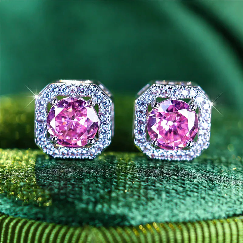 Boho-Boucles d'oreilles rondes violettes en pierre pour femme, bijoux de mariage, mignon document en argent, été