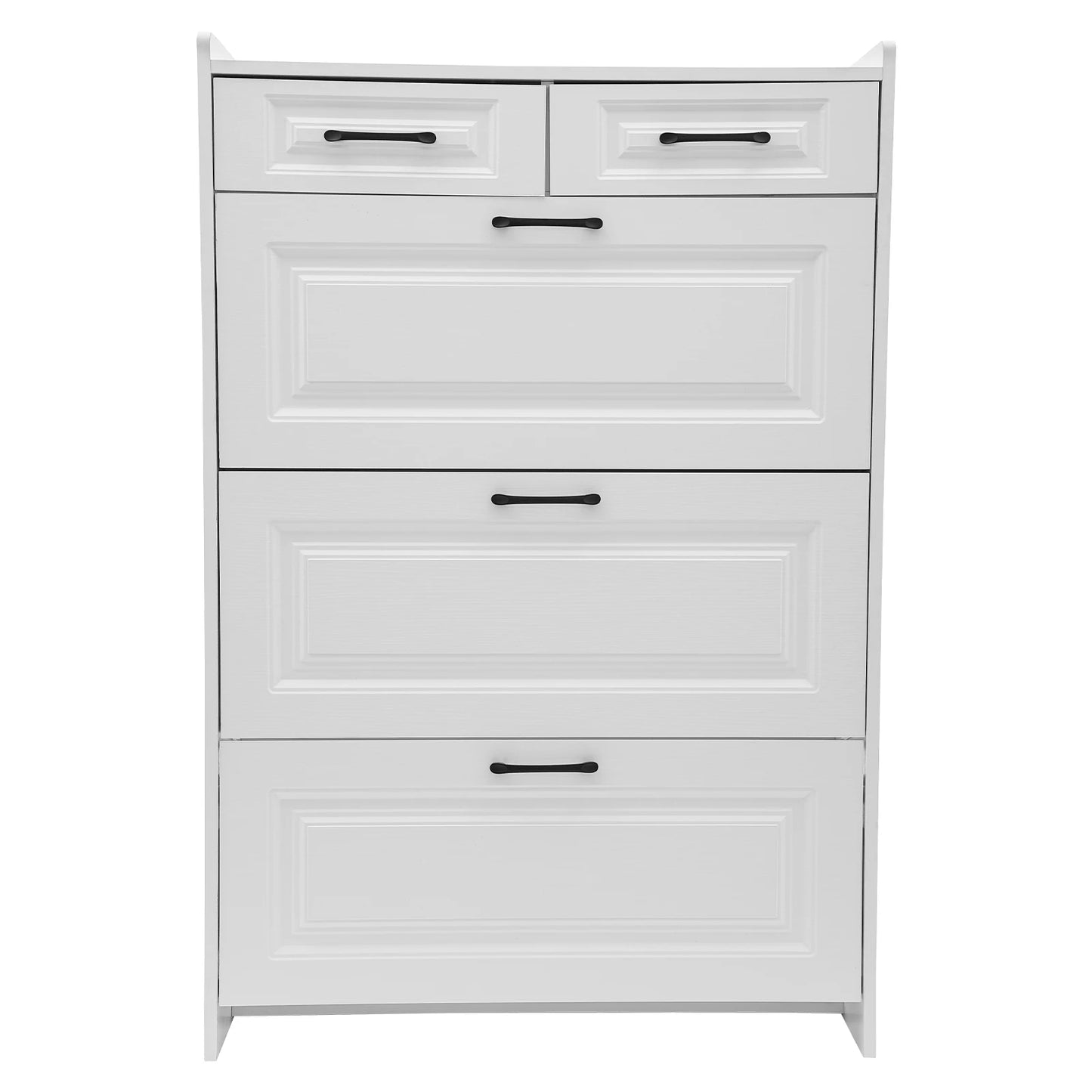 Armoire à chaussures Armoire à chaussures blanche étroite pour 18 paires de chaussures réglables avec 2 tiroirs pour couloir d'entrée blanc