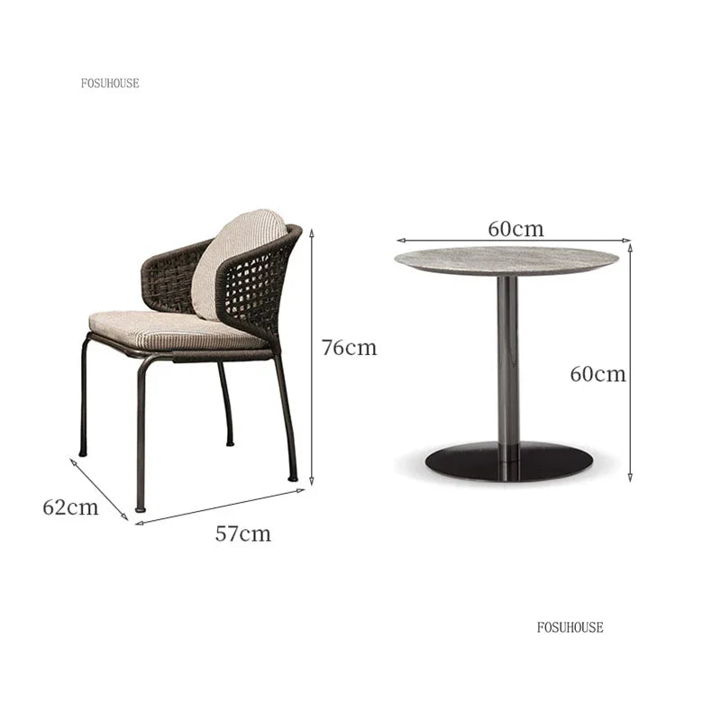Dossiers européens chaises de jardin pour cour Protection solaire meubles d'extérieur en rotin creux meubles de Patio simples pour balcon