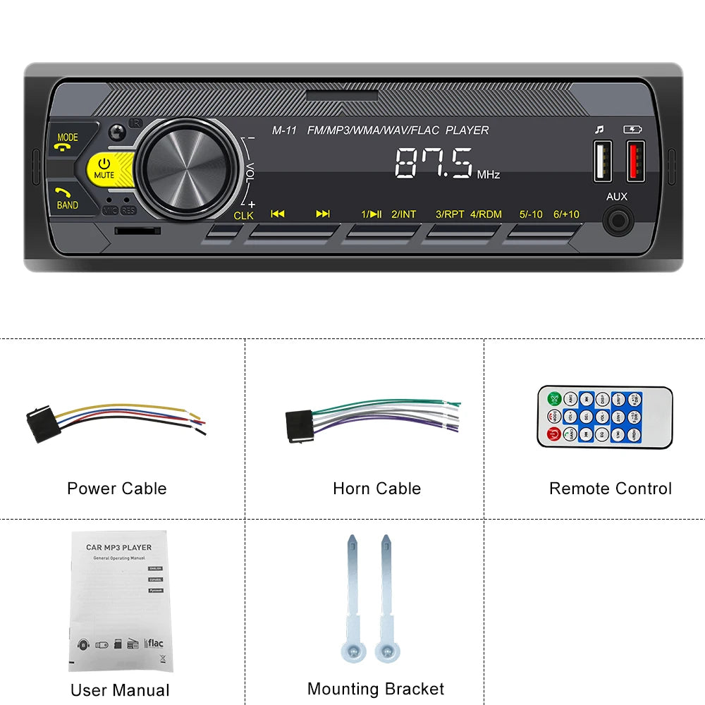 Autoradio Podofo 1DIN Bluetooth USB SD AUX – Lecteur MP3 avec Assistant Vocal