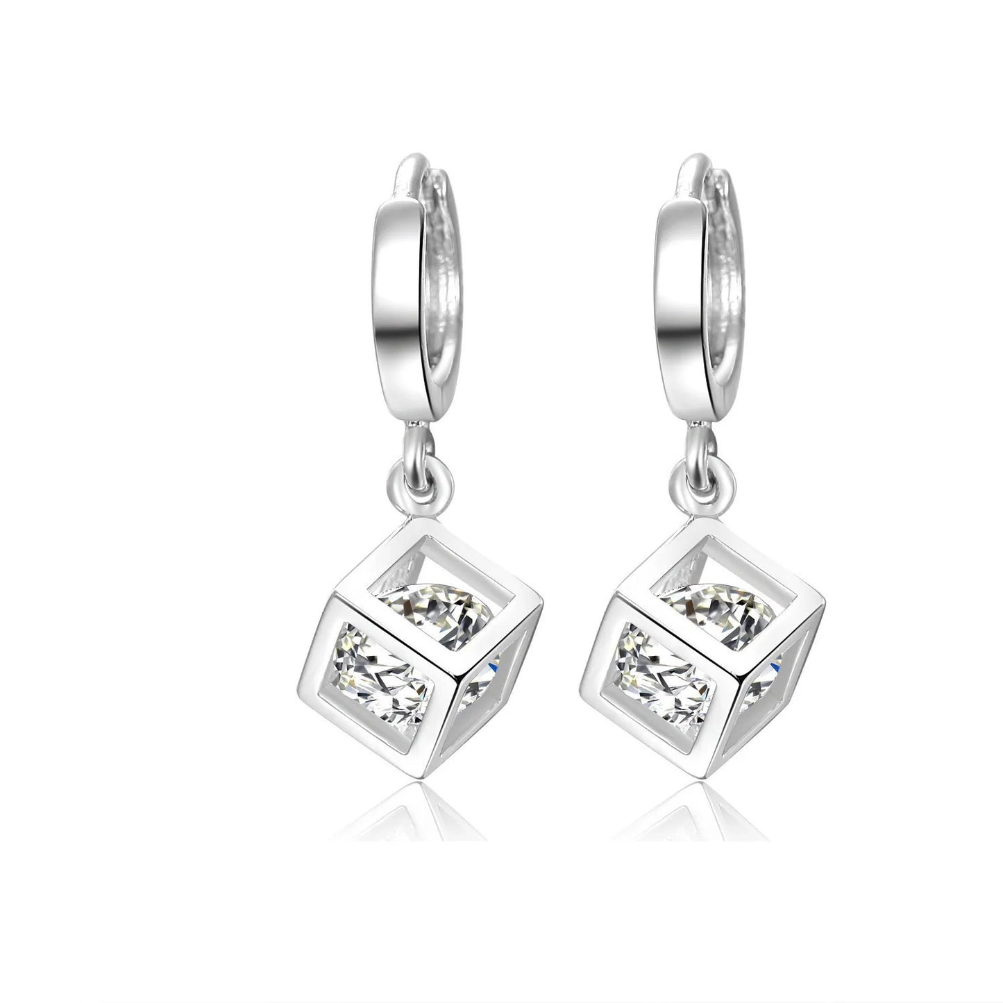 Boucles d'oreilles créoles en argent regardé 925 pour femmes, cube magique simple, accessoires de bijoux de mariage, tempérament