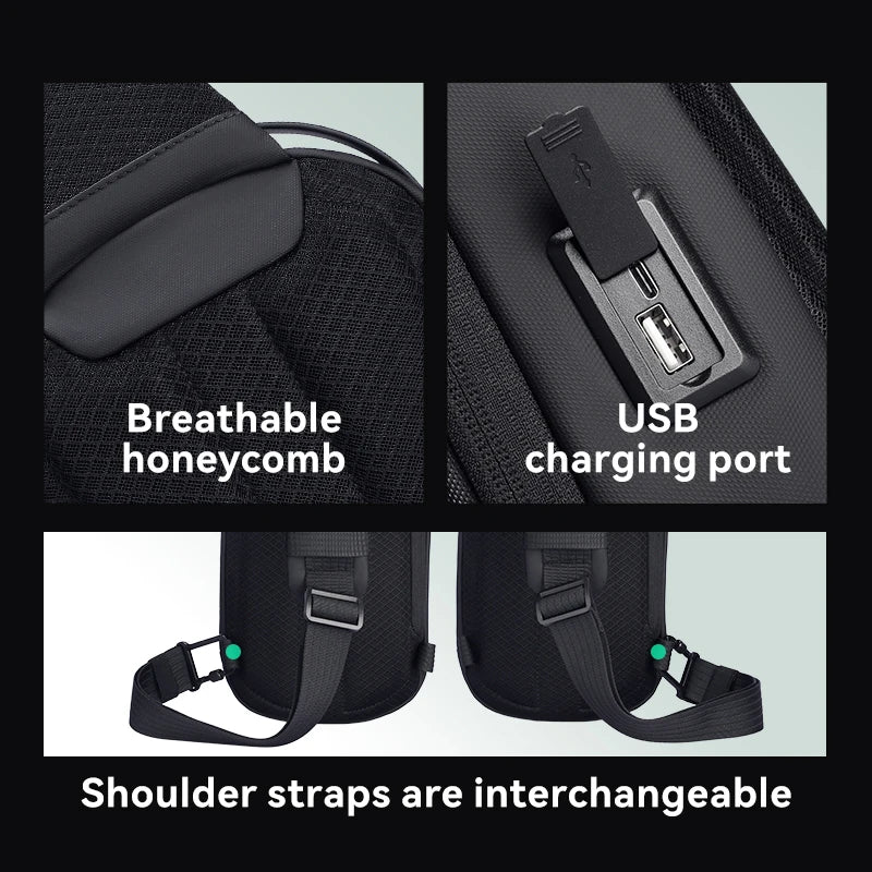 Mini Sac à Bandoulière RigideMarkRyden avec Port USB, Étanche