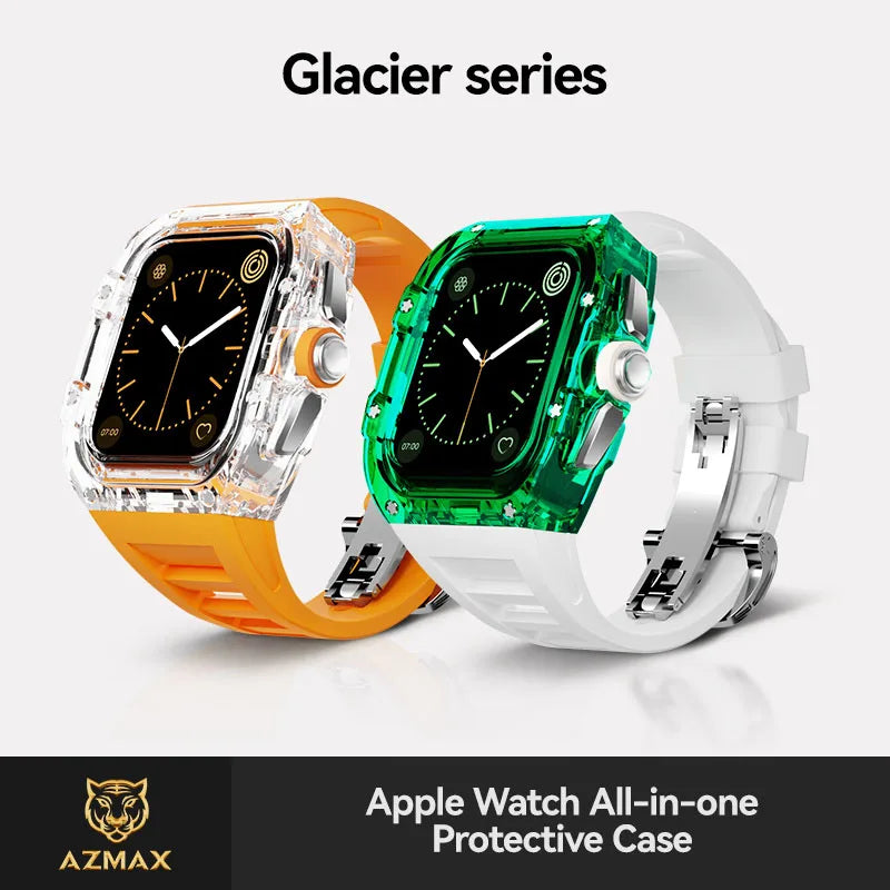 Coque Transparente + Bracelet Fluoroélastomère pour Apple Watch (44/45 mm)