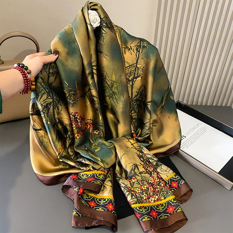 🧣 Foulard en Soie RUNMEIFA – Élégance d’Été & Style Luxe