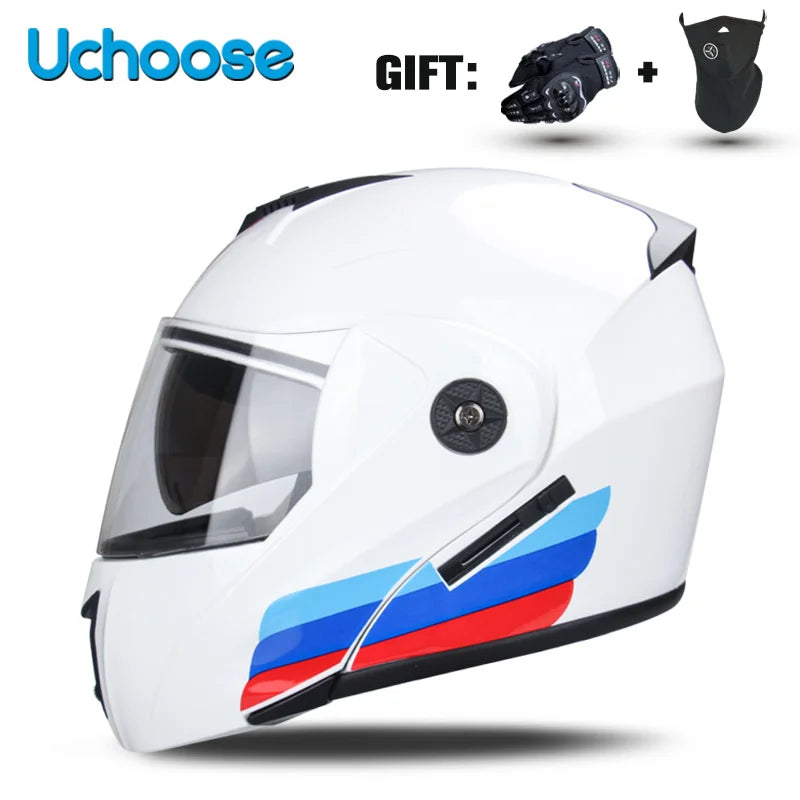 Uchoose-Casque de moto unisexe avec visière, double lentille, section transversale, certification DOT, casque de sécurité modulaire, casque à rabat