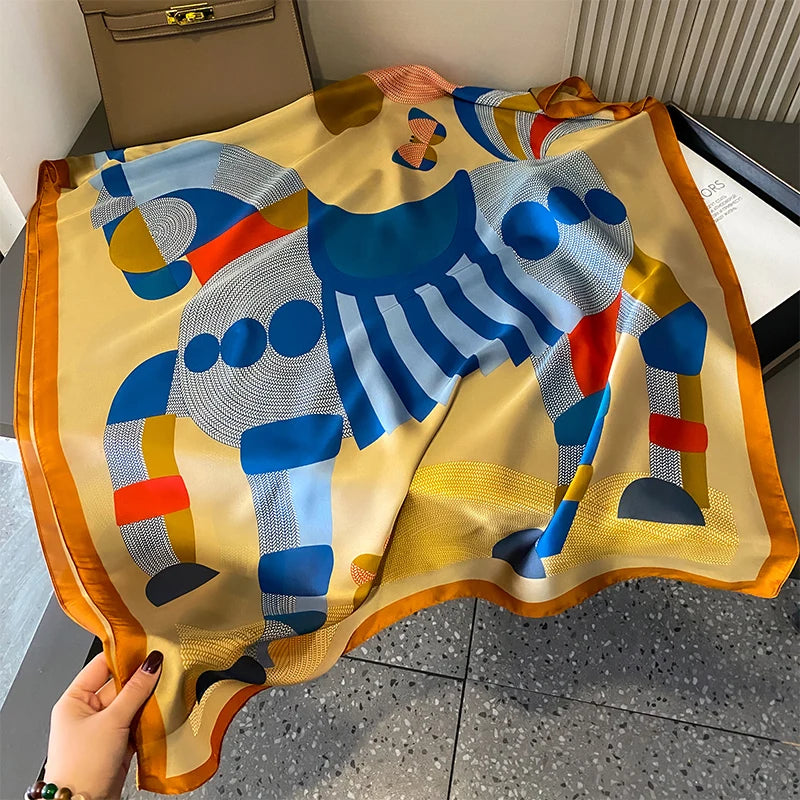 🧣 Foulard en Soie RUNMEIFA – Élégance d’Été & Style Luxe