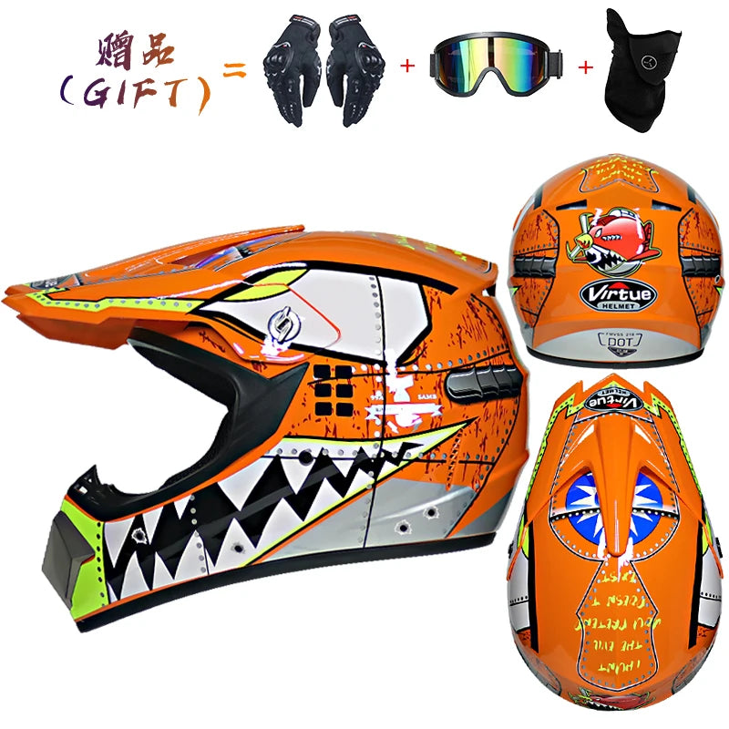 Envoyer 3 pièces cadeau casque de moto enfants casque tout-terrain vélo descente AM DH casque de cross capacete motocross casco