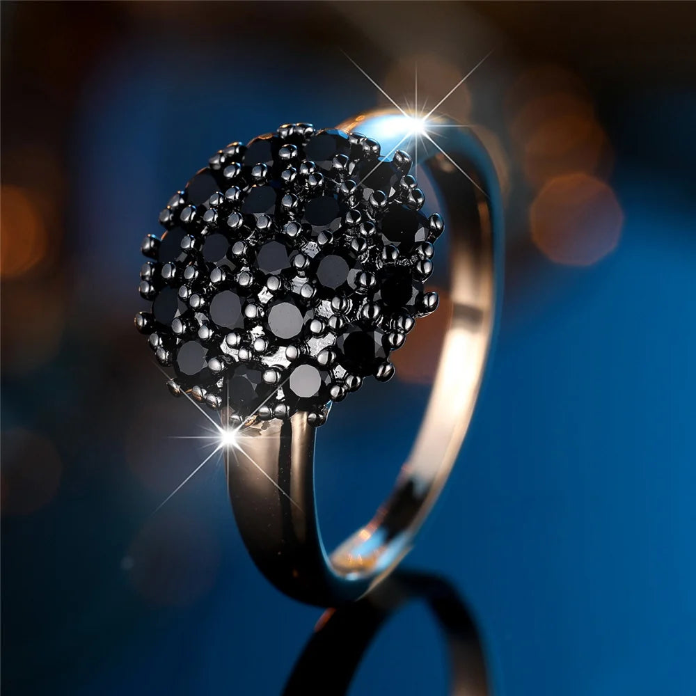 Femme mignon blanc noir Zircon pierre couleur or bijoux de mariage promesse bagues de fiançailles pour les femmes