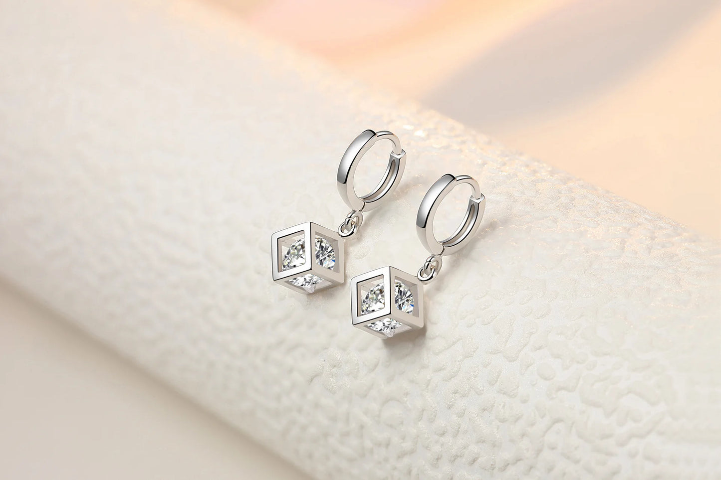 Boucles d'oreilles créoles en argent regardé 925 pour femmes, cube magique simple, accessoires de bijoux de mariage, tempérament