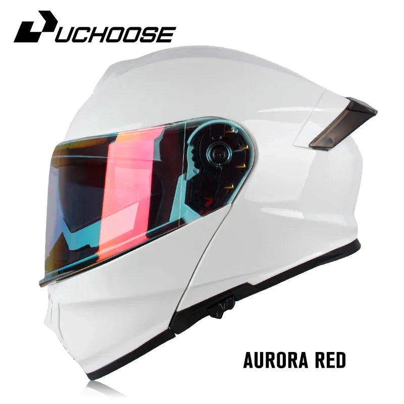 Uchoose-d'expériences intégraux approuvés DOT pour hommes et femmes, équipement de protection contre les collisions, casque rabattable pour moto, double pare-soleil