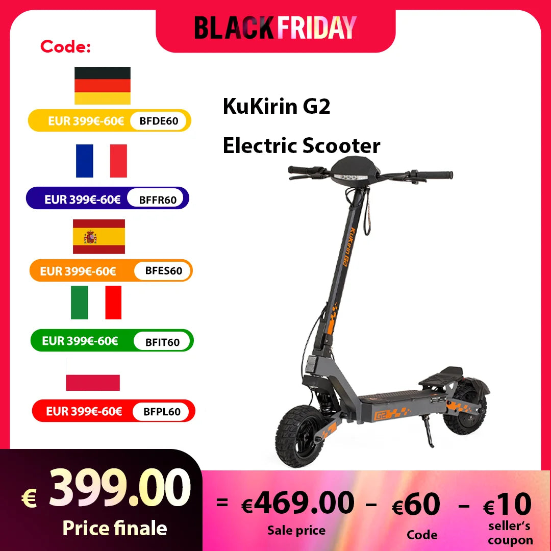 Kukirin G2 Foldable Electric Scooter, 800W Motor, 48V 15Ah Battery, 10" Tires Escooter, 45km/h Max Speed, 55km Range,Disc Brakes