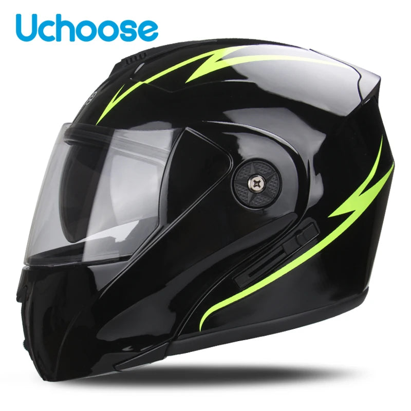 Uchoose Casque à Section transversale Double lentille Certification DOT Casque de moto de sécurité Casque à rabat modulaire Casque unisexe avec visière