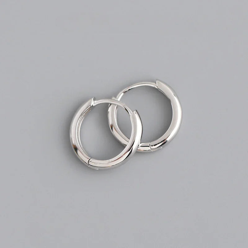 Boucle d'oreille ronde minimaliste en argent Sterling 925 véritable pour femmes, cerceau, accessoires de bijoux