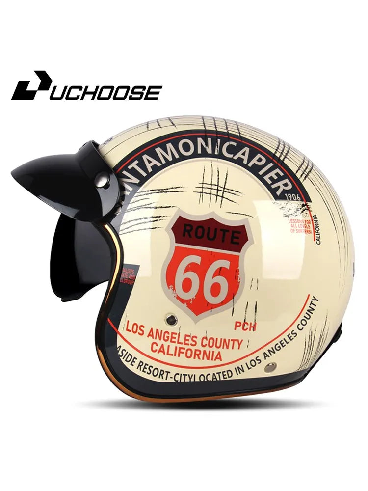 Casque de Moto Rétro Certifié DOT pour Homme, Protection à Visage Ouvert à 73 °, Accessoires pour Harley