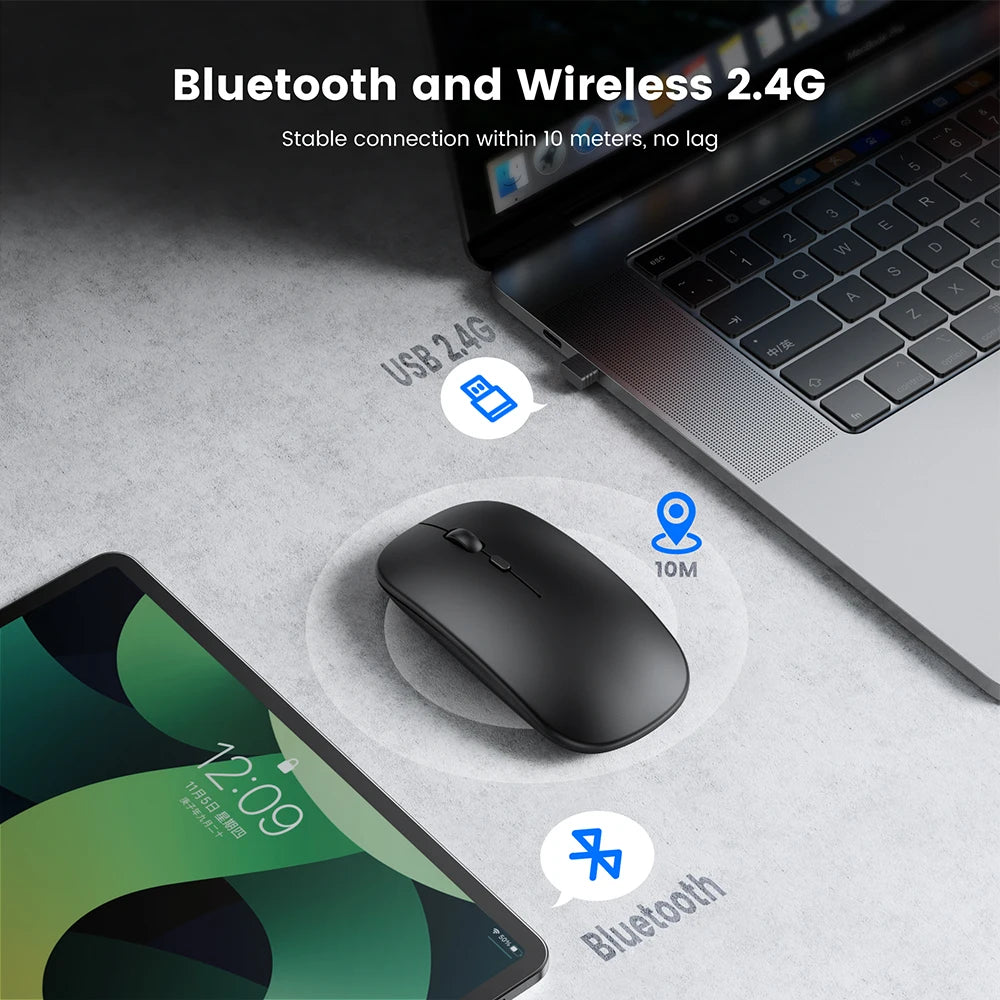 Souris Bluetooth Rechargeable - Silencieuse et Ergonomique